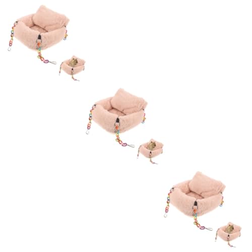 Sosoport 3St Hamsternest Spielzeughängematte Spielzeughamster atmungsaktive Hängematte Hamster Hängebett hamsterbett Hamster Spielzeug Hamster-Zubehör Haustierkäfig-Hängematte Flanell Rosa von Sosoport