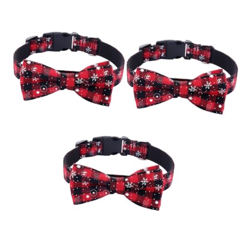 Sosoport 3St Haustier Hundehalsband seidenband bändchen Abnehmbares Hundehalsband Urlaub Haustiere verkleiden Haustier Hund Katze Halsband Schneeflocke Hundehalsband Haustier Katze rot von Sosoport