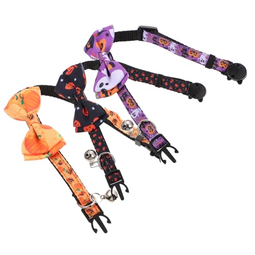 Sosoport 3St Haustierhalsband Katzensachen Katzenzeiger Katzenkratzer Spray für Halloween Dekoration Halloween-Dekoration für Haustier Glockenhalsband für Polyester von Sosoport