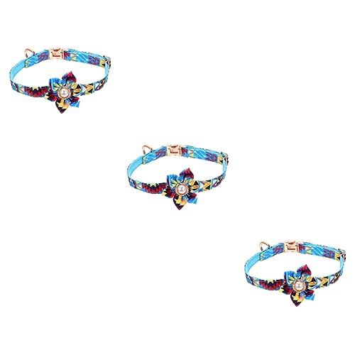 Sosoport 3st Haustierhalsband Perlenkette Mit Charme Hundehalsband Charm-Halskette Welpe Fliege Halskette Mit Katzenhalsband Strass-Fliege Welpen Kragen Kätzchen Nylon Kanton von Sosoport