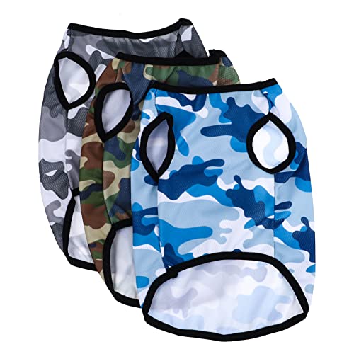 Sosoport 3St Haustierweste Weste für Kleinkinder Mesh-Welpenkleidung Mesh-Shirt hundepullover hundepulli Kleider Tanktops Tarnweste für Welpen Haustier-Camouflage-Shirt Karikatur Polyester von Sosoport