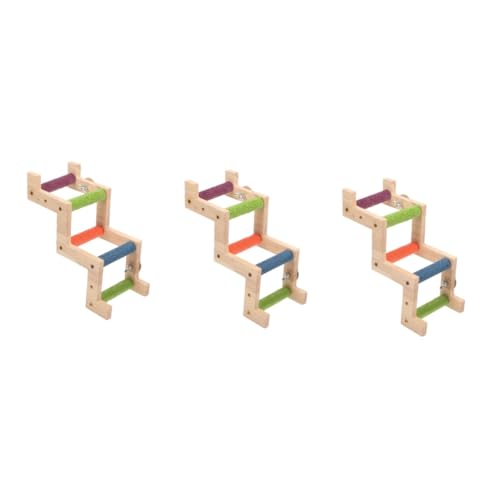 Sosoport 3St Kletterleiter für Papageien Papagei Plattform Haustier kleine Leiter Spielzeug für Vögel Vogelzubehör nager Spielzeug Bird Toys Conure-Holzleiter Vogelleiter hölzern Colorful von Sosoport