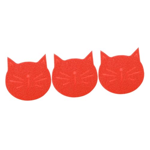 Sosoport 3St Matte in Katzenform Hunde Matte hundepolster Dog mat cat Food mat Hundematte für Futter u Hundefutter Tischset katzenfutter Katze Geschirr Matte Hundematte zum Füttern PVC rot von Sosoport