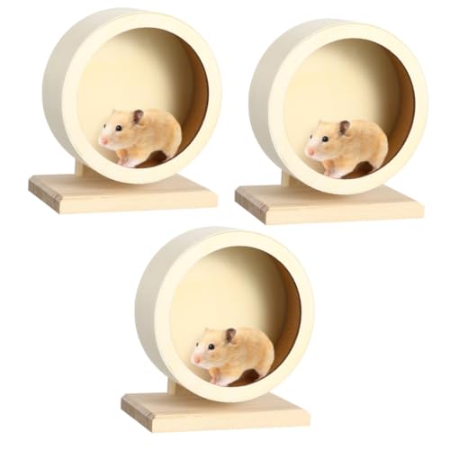 Sosoport 3St Laufrad für Haustiere 10 Zoll Hamsterrad Kleiner Stand Laufrad für Hamster Laufrad für gesunde Haustiere Spielzeuge Spielset Holz Scheibe Laufen Lassen Übungsrad Chinchilla von Sosoport