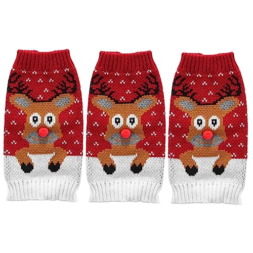 Sosoport 3St Partykleidung für Haustiere Haustier-Weihnachtspullover Weihnachtsfeier Kostüm Weihnachts hundepullover Dog Christmas Sweater Kleider Hundekleidung Haustierkleidung Elch von Sosoport