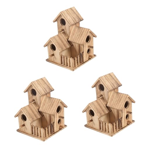 Sosoport 3St Vogelhaus Outdoor-Spielsets für Kinder draußen Vogel Nistkäfige für Nymphensittiche Vogelhütte Bett Vögel Zubehör Hamster das Vogelnest Holzschnitzen Bambus von Sosoport