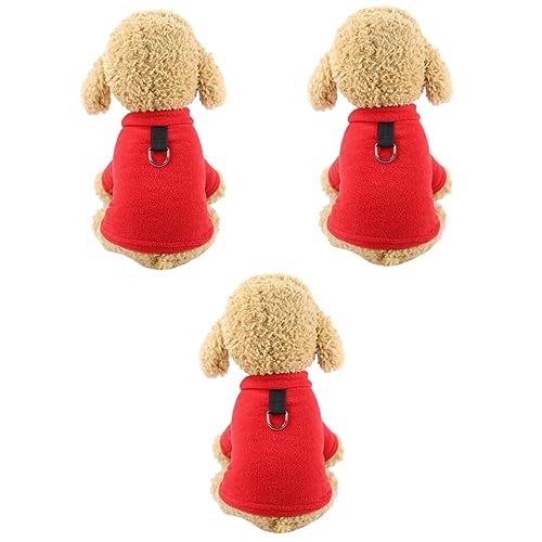 Sosoport 3St Hund warme Kleidung Pullover Mantel Welpen-Pyjama Polar Fleece hundemantel Kleider Hundebekleidung für den Winter Winterkostüm für Haustiere warm halten Katzen Kleidung rot von Sosoport