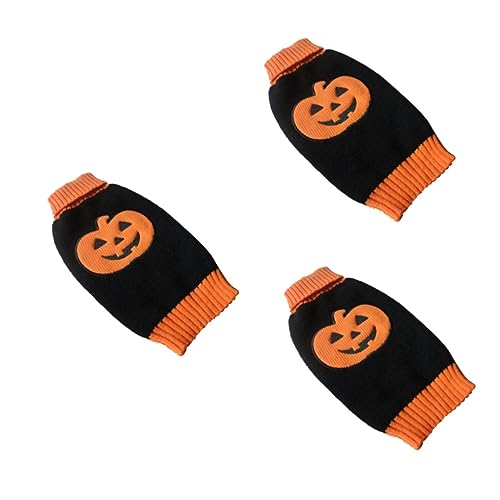 Sosoport 3St gestrickter Rollkragenpullover für Hunde joggingleine Jogginganzug Hexenkostüm Halloween-Kleidung Kleider Kleiner Hundepullover Kleidung Kürbismuster winziger Kleiner Hund Chef von Sosoport