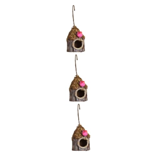 Sosoport 3St handgefertigtes Vogelnest Vogelkäfig aus Holz Hausdekorationen für zu Hause vogelhaus kunstpflanze Ornament Gartendekoration Nachahmung eines Vogelnests das Vogelnest Zubehör von Sosoport