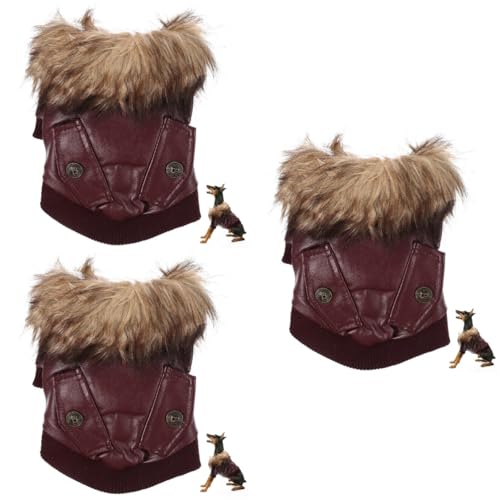 Sosoport 3St warme Hundejacke Hundemäntel für kleine Hunde Cosplay-Outfits wasserfeste Jacke Kleider Winter hundemantel Welpenmantel Erdfarben einstellen Baumwollmantel Kleidung Plüsch rot von Sosoport