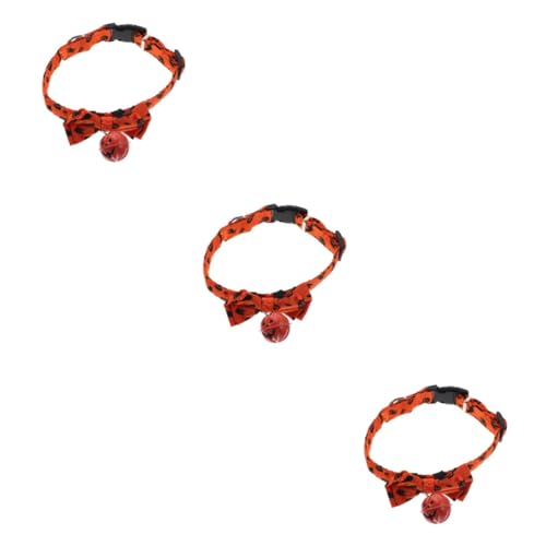 Sosoport 3st Halloween-Kragen Kleines Katzenhalsband Abbrechbares Katzenhalsband Katzenleine Weibliches Hundehalsband Halloween-dekor Feiertags-Jack-o-Lantern-Kragen Festivalwelpe Polyester von Sosoport