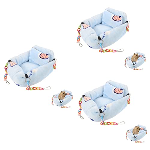 Sosoport 3st Hamsternest Hamster-zubehör Hängematte Für Kleine Tiere Guinea-hängematte Süßes Hamsterbett Meerschweinchen Zubehör Spielzeughängematte Für Kuscheltiere Blue Flanell von Sosoport