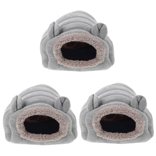 Sosoport 3st Hamsternest Meerschweinchen-Nest Mäuse Warmes Hamster Warm Schlafbett Für Kleine Haustiere Winterversteck Für Kleine Haustiere Käfigbett Für Hamster Plüschtiere Stoff Grey von Sosoport