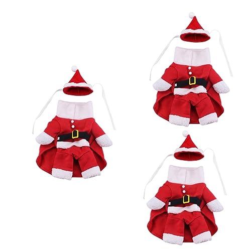 Sosoport 3st Hundekleidung Weihnachtshaustierbekleidung Weihnachtskatze Hoodies Mantel Haustier-weihnachtskostüme Welpen-weihnachtsmann-kostü Haustierzubehör Rot Herbst- Und Winterkleidung von Sosoport