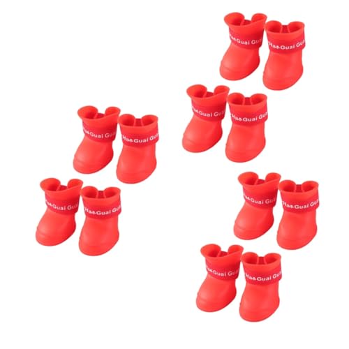 Sosoport 3St Gummi-Regenschuhe für Hunde Haustierschuhe wasserdichte Hundeschuhe Doggy Regen Stiefel Regenstiefel für Welpen Regenstiefel für Haustiere Regenstiefel für Hunde rutschfest rot von Sosoport