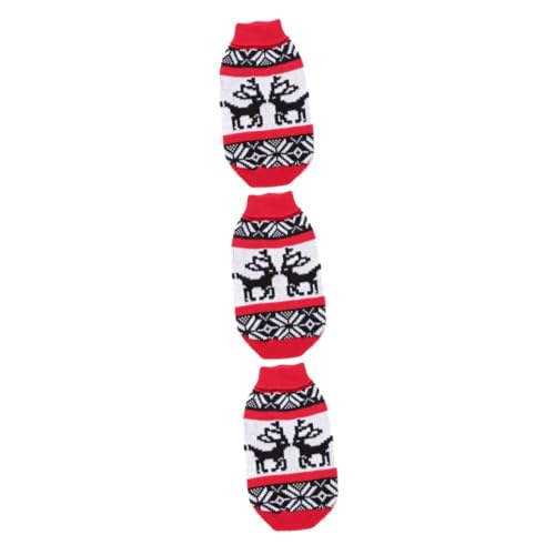 Sosoport 3st Rollkragenpullover Für Haustiere Hundeparty Kleiden Warme Kleidung Für Welpen Weihnachtsoutfit Für Hunde Hündchen-Weihnachts-Outfit Winterweste Für Hunde Rot Hundekleidung Elch von Sosoport