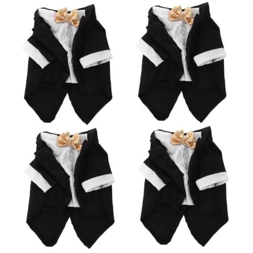 Sosoport 4 Sätze Hunde-Smoking Anzug Haustierkleidung Outfit Bluse Hemden Formelles Kleid Für Die Hochzeit Partykostüm Kleidung Für Katzen Polyester Zweibeinige Kleidung Der Hund von Sosoport