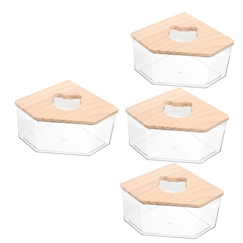 Sosoport 4 Stück Badezimmer für Hamster Hamstertoilette aus Acryl Sandbadbehälter für Rennmäuse Chinchilla-Badebecken Guinea-Badewanne Hamster-Sandbad-Fall klare hamsterbadeboxen von Sosoport