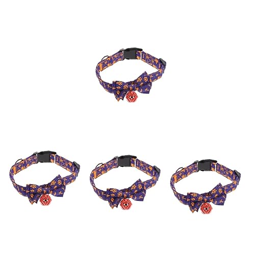 Sosoport 4 Stück Halloween-Kragen Welpenhalsbänder Für Klein Welpen Halloween-Haustier Partyhalsband Für Hunde Katze Hund Hals Festival Pet Bow Halsband Violett Polyester von Sosoport