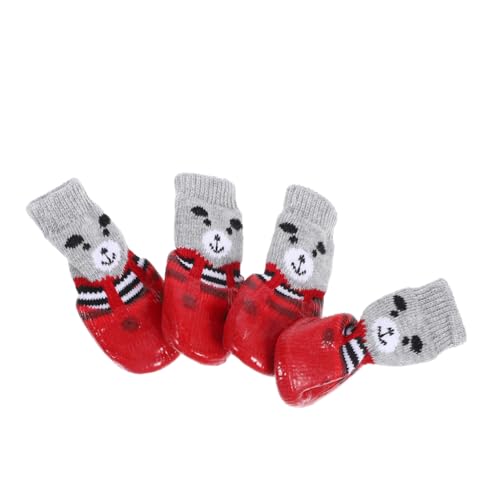 Sosoport Hundesocken 4er-Pack Atmungsaktive Baumwolle Cartoon-Design Waschbar Kompakte Haustiersocken für Hunde Größe M von Sosoport