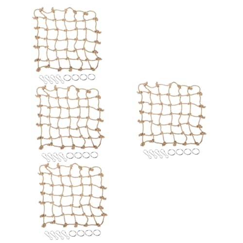 Sosoport 4 Stück Kletternetz Für Haustiere Zubehör Für Vogelkäfige Kletterspielzeug Für Vögel Vogelspielzeug Zum Aufhängen Vogel-seegras-Matte Vogelleiter Umweltfreundliches Strohhanfseil von Sosoport