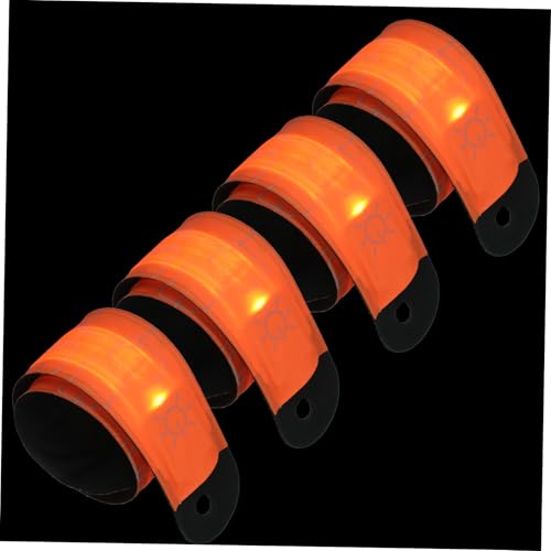 Sosoport 4 Stück -Pferde-Knöchelriemen Jogging zubehör reflektierende bänder Reitbekleidung mit Pferde Ausrüstung reflektierendes Armband Lichter zum Laufen in der Nacht Stoff Orange von Sosoport