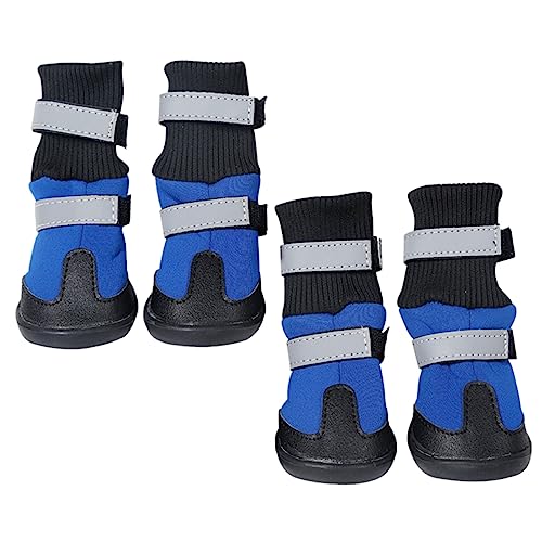 Sosoport 4 Stück Schneestiefel Für Haustiere Hundestiefel Hundeschuhe Winter Pfotenschutzstiefel Für Hunde Regenhundeschuhe rutschfeste Hundeschuhe Haustierschuhe Reflektierende Bänder Blue von Sosoport