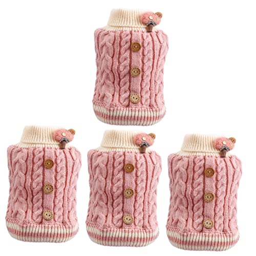 Sosoport 4 Stück Welpenweste Aus Baumwolle Haustier-welpen-Pullover Welpen-Outfits Hundekleidung Für Kaltes Wasser Herbst-Winter-Outfit Hundehemden Jacke Rosa Mittlerer Hund Der Hund Stoff von Sosoport