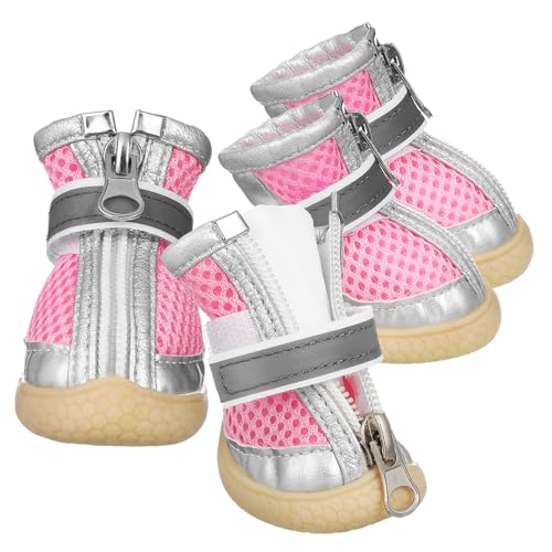 Sosoport 4 Stück kleine Hundesandalen Hundebekleidung Regenschuhe für Hunde Wanderschuhe für Hunde hundepfoten hundeschuhe Outdoor-Schuhe für Haustiere Heimtierbedarf Oxford-Boden Rosa von Sosoport