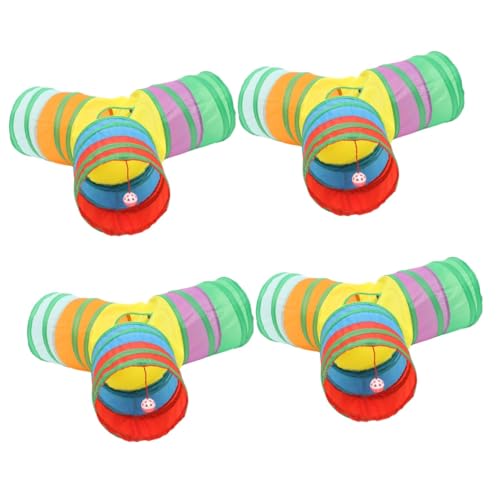 Sosoport 4 Stück y Katzentunnel Katzenspieltunnel für den Innenbereich lustiger Katzentunnel Katzenspielzeug Interactive cat Toy Hasenspielzeug Indoor-Zelt Kätzchenspielzeug aus Polyester von Sosoport