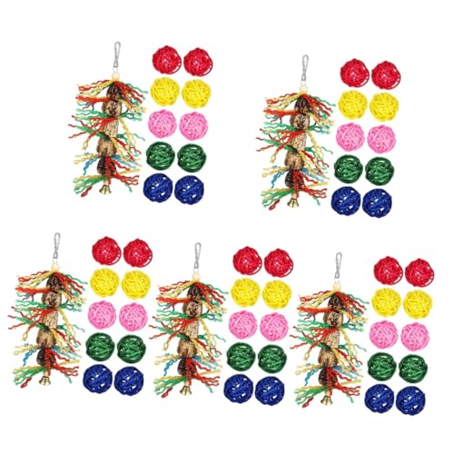 Sosoport 5 Sätze Spielzeug kauen knete Spielzeug knetspielzeug Spielzeug Set Spielzeug-Set Vogelspielzeug zum Kauen von Sittichen Papagei Rattanbälle für Vögel Kauspielzeug für Vögel Holz von Sosoport