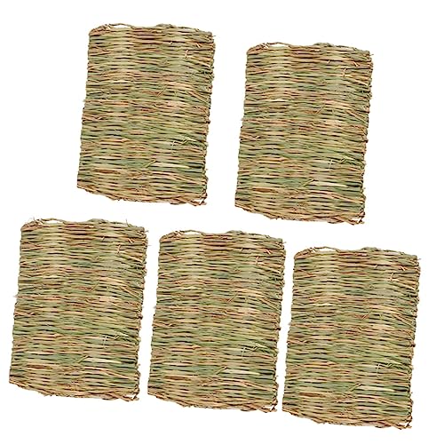 Sosoport 5 Stück Bettwäsche Vogel-Seegrasmatte Katzenbettkorb Ruhekäfigmatte Kaninchengrasmatte Gras Matte Kaninchen-Beißspielzeug Bettmatte Für Kaninchen von Sosoport