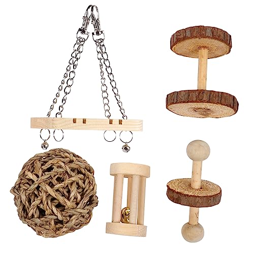 Sosoport 5 Stück Holz Backenzahnspielzeug Hamster Zähneknirschspielzeug Hasenspielzeug Chinchilla Bissspielzeug Haustier Snacks Spielzeug Beißspielzeug Hamster Schaukelspielzeug von Sosoport