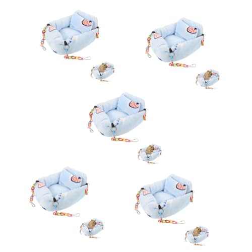 Sosoport 5St Hamsternest Hamster Hängebett Hamsterkäfige Eichhörnchen-Hängematte Spielzeughängematte hamsterbett Hamster Schlafplatz atmungsaktive Hängematte Käfig Zubehör Flanell Blue von Sosoport