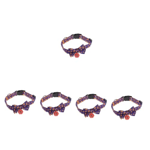 Sosoport 5st Halloween-Kragen Halsband Für Haustiere Verstellbare Haustierhalskette Dekoratives Katzenhalsband Kleines Hundehalsband Halloween-haustierhalsband Katzenbogen Polyester Violett von Sosoport