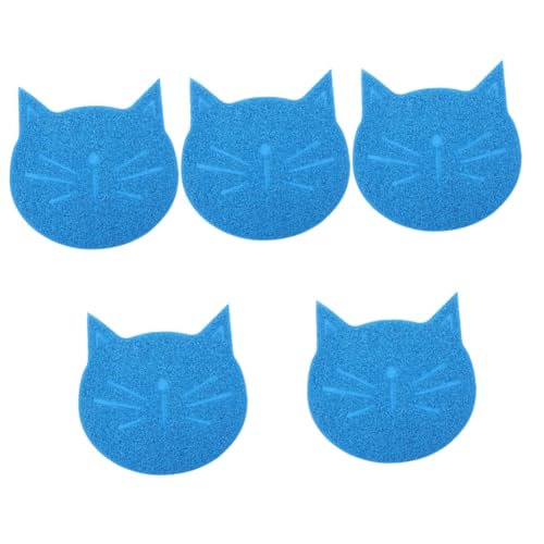 Sosoport 5st Matte in Katzenform Hundenapf Matte Hund+matten+für+böden Platzdeckchen Für Katzenfutter Hundematte Für Futter Und Wasser rutschfeste Tierfuttermatten Hundefuttermatte Blue PVC von Sosoport