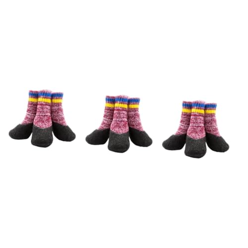 Sosoport 6 Paare Haustier Hund Socken Winterschuhe für Hunde pet Supplies Haustiermode warme Socken sockenschuhe Haustiersocken rutschfeste Hundesocken draussen Haustier socken rot von Sosoport