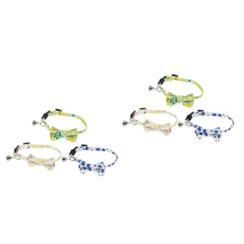 Sosoport 6 Stück Haustier Katze Schleifenhalsband Sommerhalsband Fruchthalsband Haustier Glockenhalsband Haustier Halskette Hundehalsband Haustier Frucht Halskette Hundehalskette von Sosoport