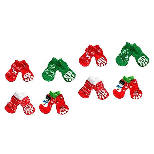 Sosoport 8 Paare Baumwollsocken für Haustiere wärmende socken Thermal Socks Schneemann Socken Weihnachtssocken rutschfeste Socken warme Socken Hundesocken warm halten Haustier socken von Sosoport