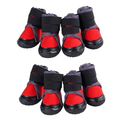 Sosoport 8 STK Outdoor-Schuhe für Hunde Winterschuhe für Hunde hundeschuhe mittlere und große Hunde warme Outdoor-Schuhe Haustierzubehör Haustier warme Schuhe Hund warme Schuhe kleine rot von Sosoport