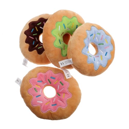 Sosoport 2 Sets Quietschspielzeug Für Hunde Donut Plüschspielzeug Für Welpen Zahnen Kauspielzeug Für Backenzähne Interaktives Quietschspielzeug Für Hunde 4 Stück X 2 von Sosoport