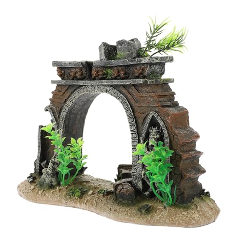 Sosoport Aquarium Landschafts Tür Aquarium-landschaftsdekoration Dekorationen Aquarium-Bonsai-Ornament Aquarium-Ornament Aquariumheizung Kanister Betta Versteck Höhlen Stand Cool Harz von Sosoport