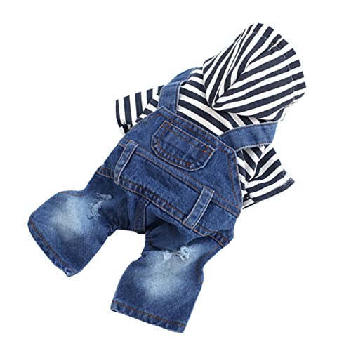 Sosoport Eleganter Gestreifter Denim-Pyjama-Overall für Hunde mit Vier Beinen Größe L Bequem und Stilvoll von Sosoport