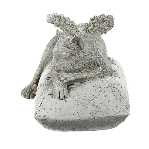 Sosoport Engel Katze Ornamente Engel-Hunderahmen Grabstein Hundeengel Wächter Trauer Denkmal katzenangel Katzen Angel Katzenstatue mit Engelsflügeln Kunstharz-Skulptur Katzen-Gedenk-Engel von Sosoport