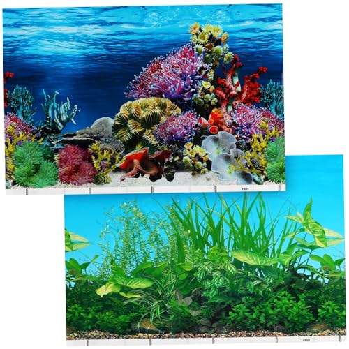 Sosoport Glasaufkleber Aquariumbeleuchtung Aquarium Aquariumhintergrund Fischplakate Tanks 3D Aquariumhintergrund Aquariumtankhintergrundfolie Aquarium LED Aquariumaufkleber Fischdekor von Sosoport