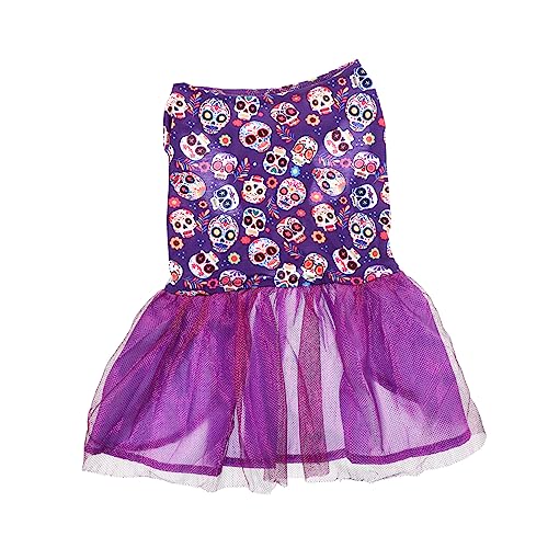 Sosoport Halloween-Kleid für Haustiere Halloween-Haustierrock kleines hundekleid Hunde kostüme Halloween Dog Halloween Costume Halloween-Haustierbedarf Welpenrock Polyester Violett von Sosoport