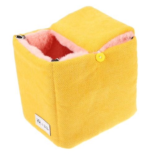 Sosoport Hamster Baumwollnest Papagei Schlafbett warmes Vogelnest Rattenhängematte für Käfig mastubatoren pet Bed Tierbettchen Zubehör für Frettchenkäfige Frettchen Hängematte Stoff Yellow von Sosoport