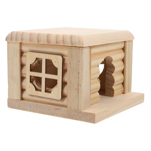 Sosoport Hamster Villa Holz Heimtierbedarf Hamster Spielzeug Holz Lebensraum 11x10x9cm Hamster Schloss von Sosoport