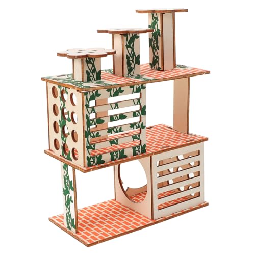 Sosoport Hamster-Klettergerüst Hamster Klettergerüst Kleintier Holzspielzeug Hamster Auslauf Hamster Spielhaus Hamster Versteck Rattenhaus aus Holz Hamsterversteck Hamsterhaus hölzern Beige von Sosoport