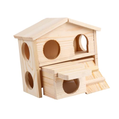 Sosoport Hamster Mäuse Hamsterhaus Aus Holz Hamsterspielzeug Aus Holz Hamster Backenzahnnest Mit Leiter von Sosoport